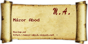 Mázor Abod névjegykártya